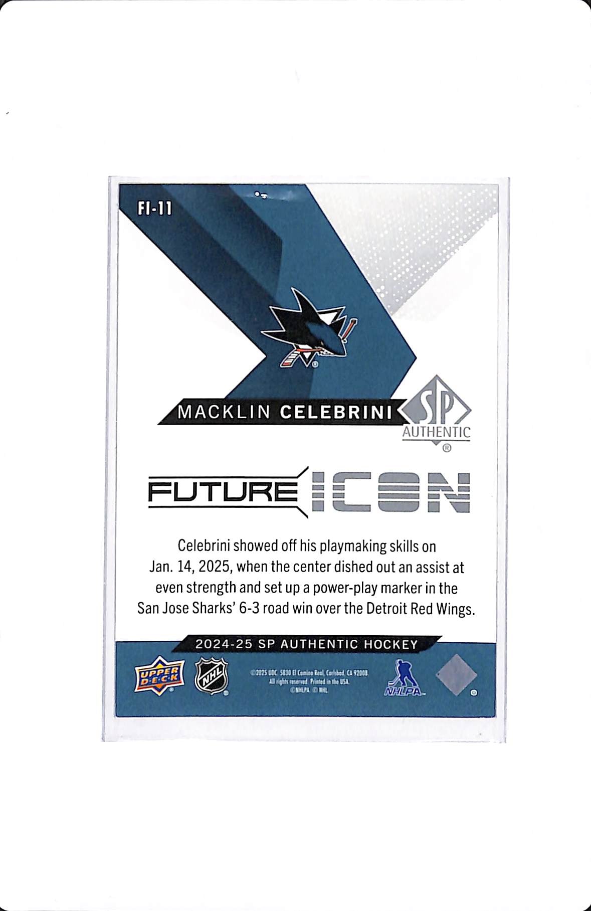 2024-25 UPPER DECK SP AUTHENTIC MACKLIN CELEBRINI FUTURE ICON #FI-11 /399