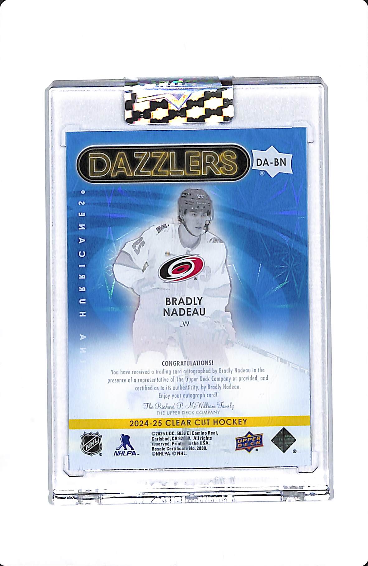 2024-25 UPPER DECK CLEAR CUT BRADLY NADEAU DAZZLERS ROOKIE AUTO #DA-BN