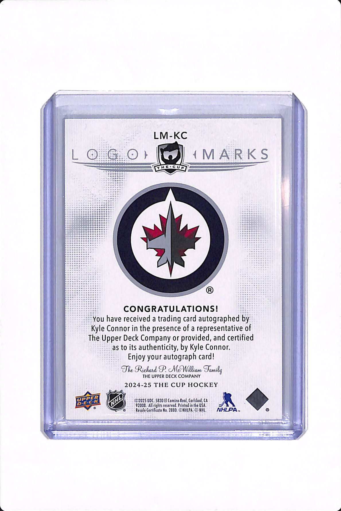 2024-25 UPPER DECK THE CUP KYLE CONNOR LOGOMARKS #LM-KC