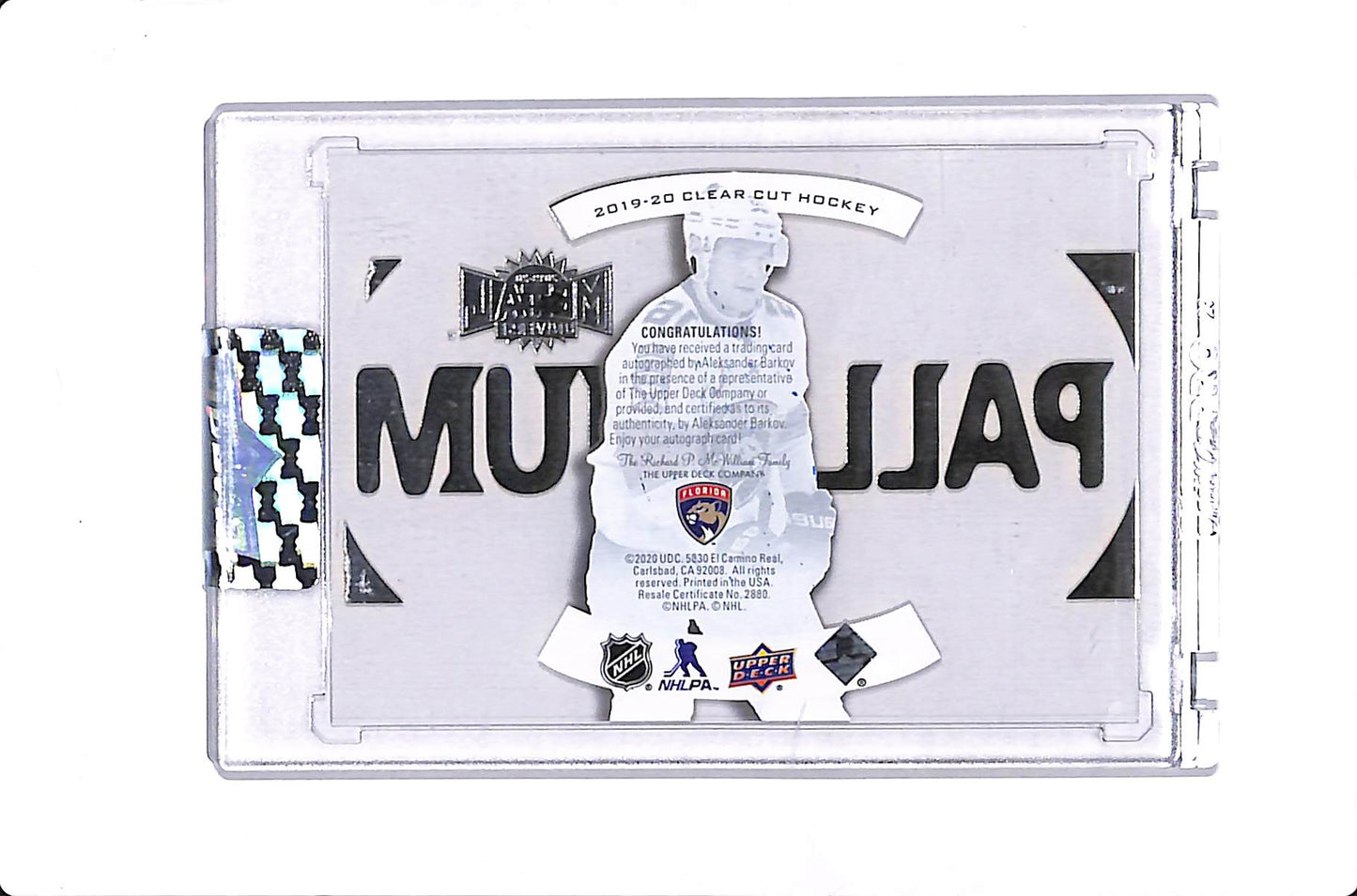 2019-20 UPPER DECK CLEAR CUT ALEKSANDER BARKOV METAL UNIVERSE PALLADIUM AUTO #T-AB