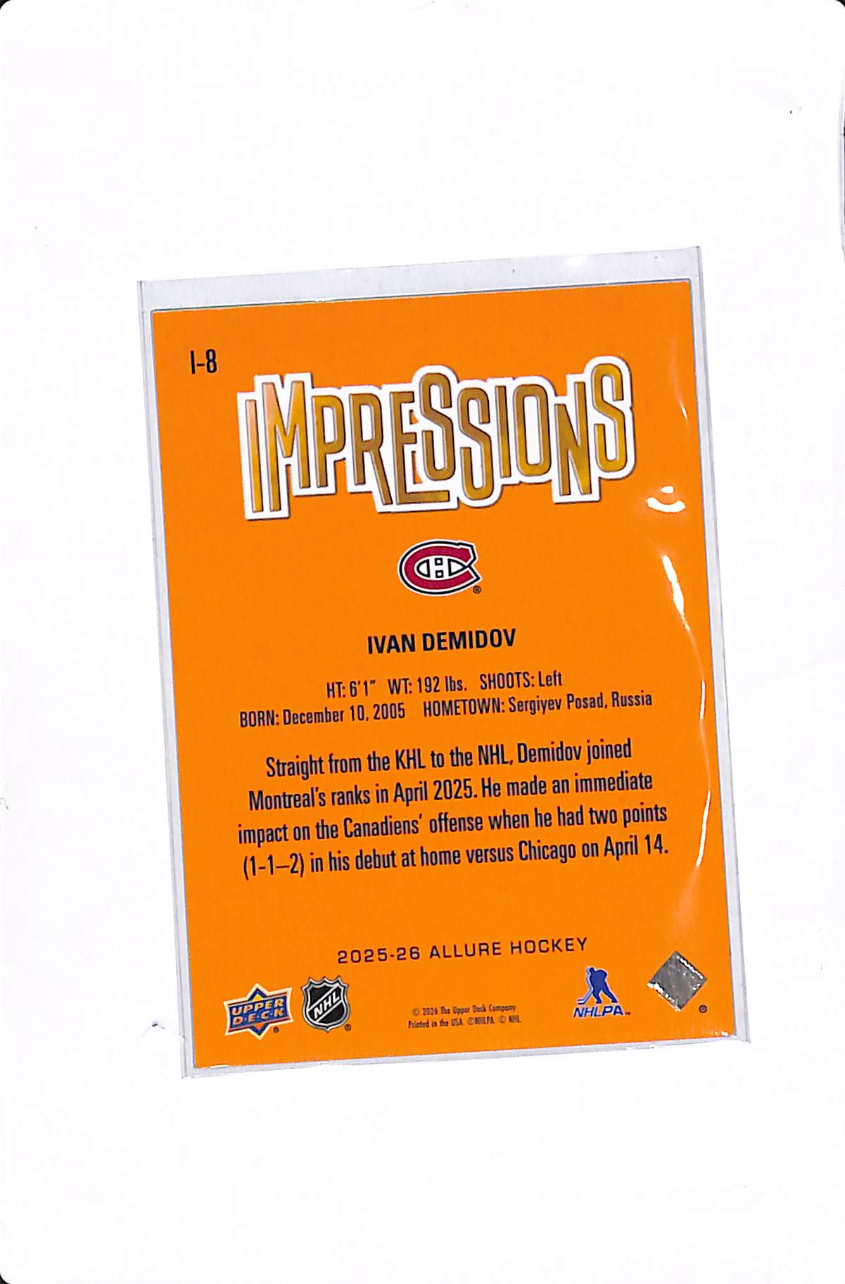 2025-26 UPPER DECK ALLURE IVAN DEMIDOV IMPRESSIONS #I-8 SSP