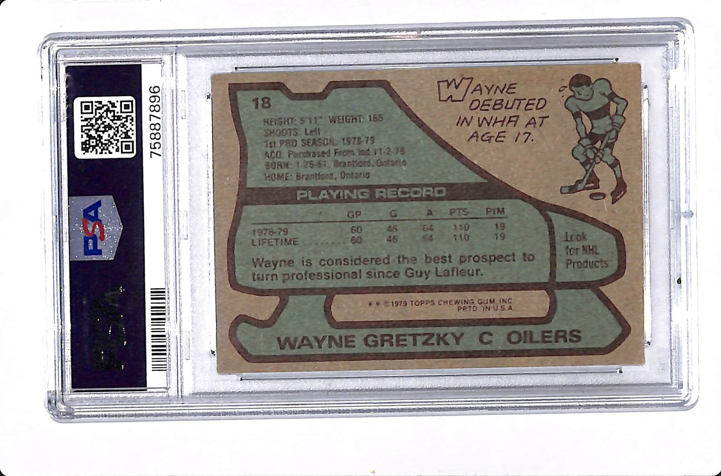 1979 TOPPS WAYNE GRETZKY ROOKIE PSA AUTH #18 (SEE PICS)