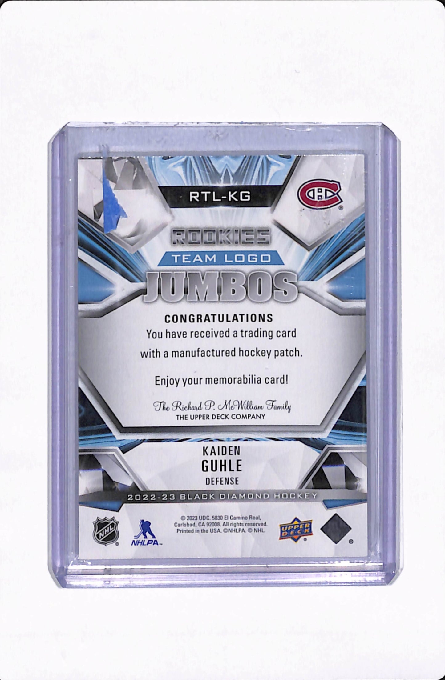 2022-23 BLACK DIAMOND KAIDEN GUHLE TEAM LOGO JUMBOS