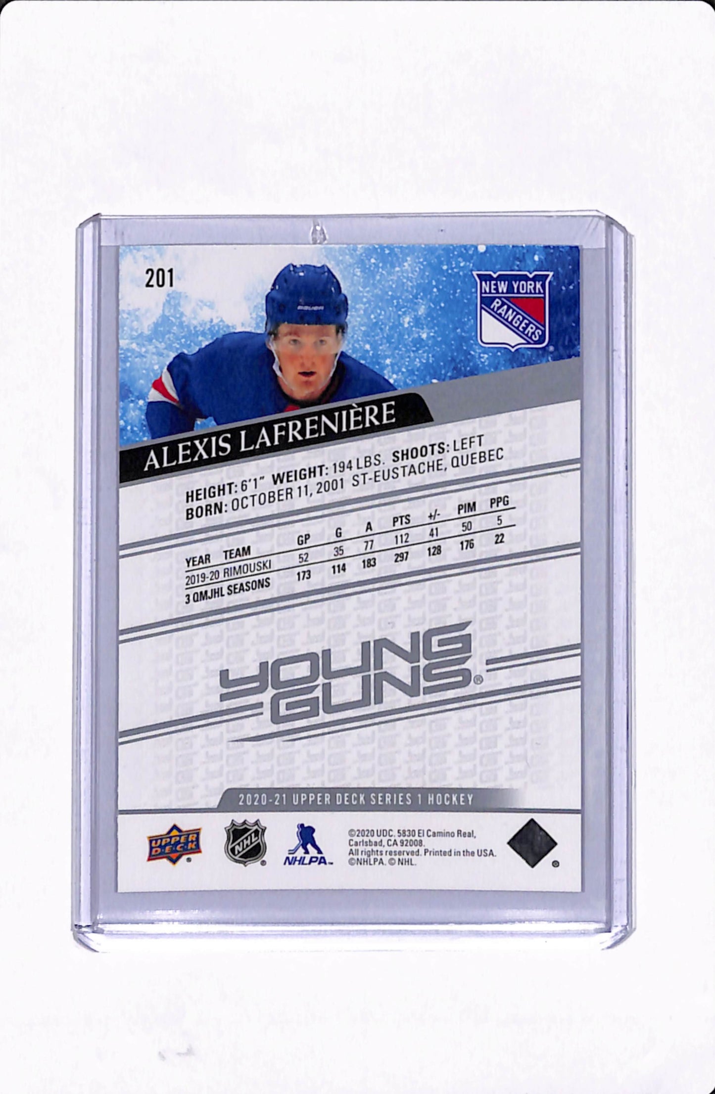 2020 UD SERIES 1 ALEXIS LAFRENIERE YOUNG GUNS