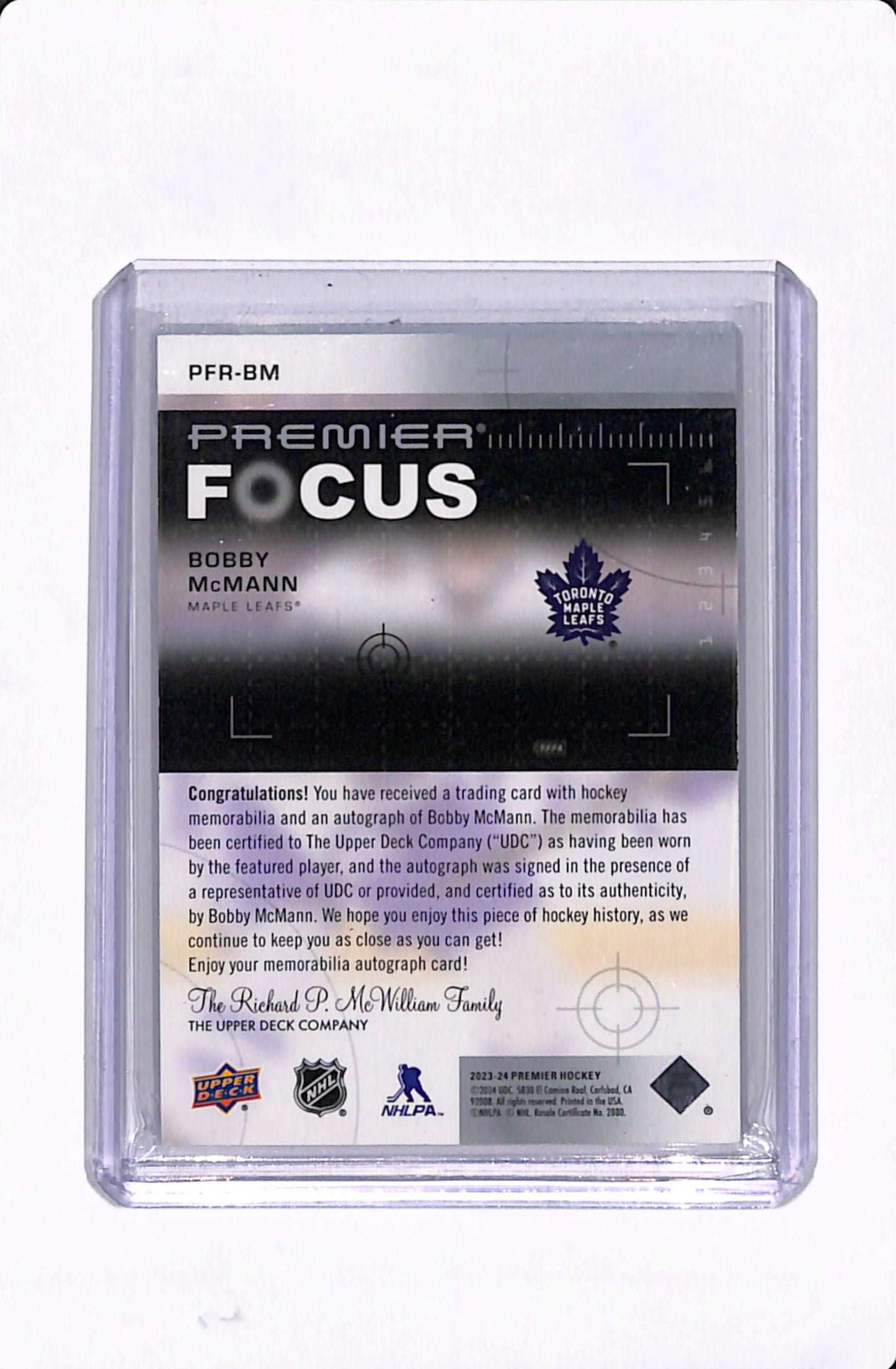 2023-24 PREMIER BOBBY MCMANN FOCUS RPA /179