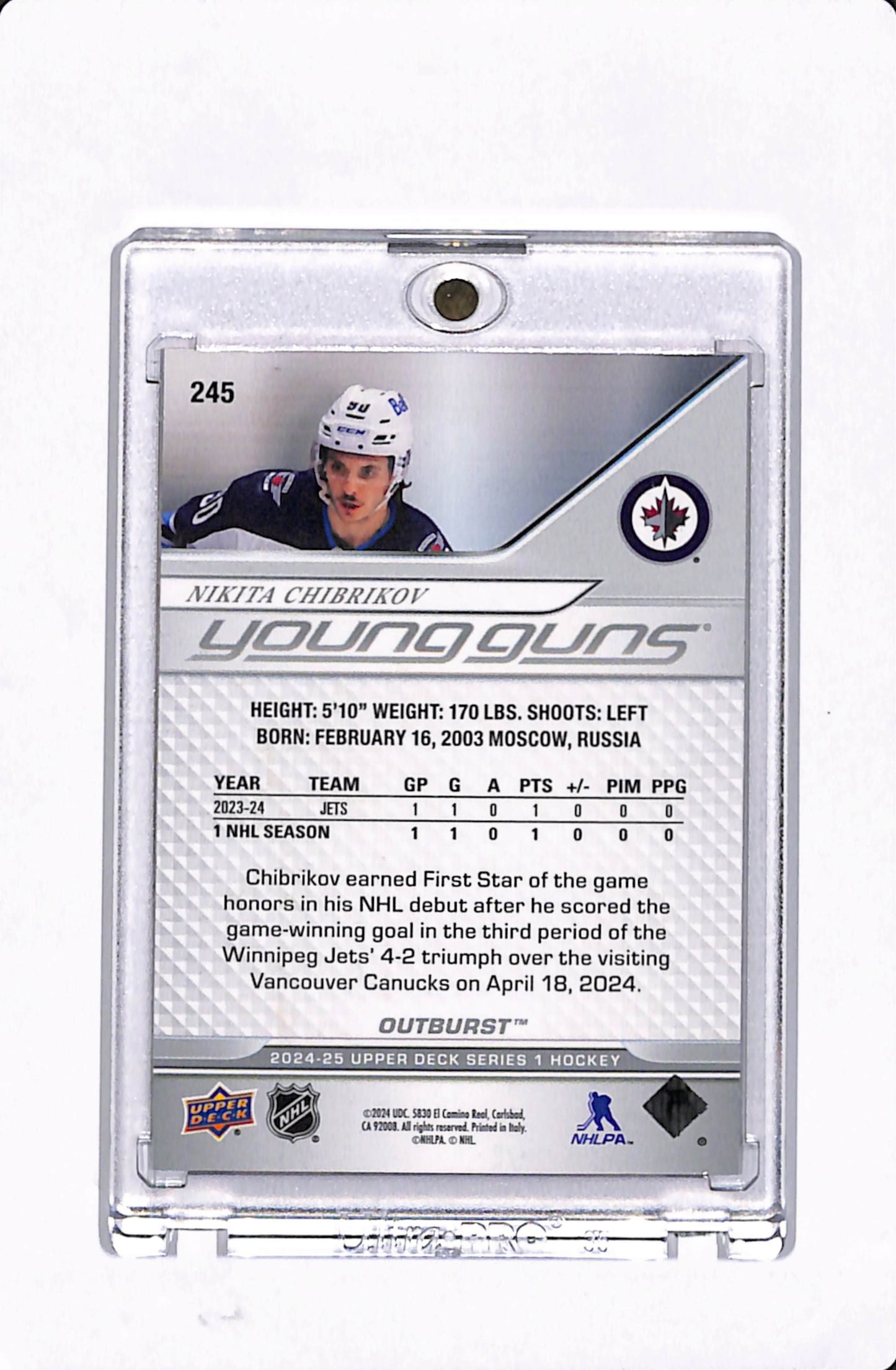 2024-25 UD SERIES 1 NIKITA CHIBRIKOV YOUNG GUNS RED OUTBURST /25