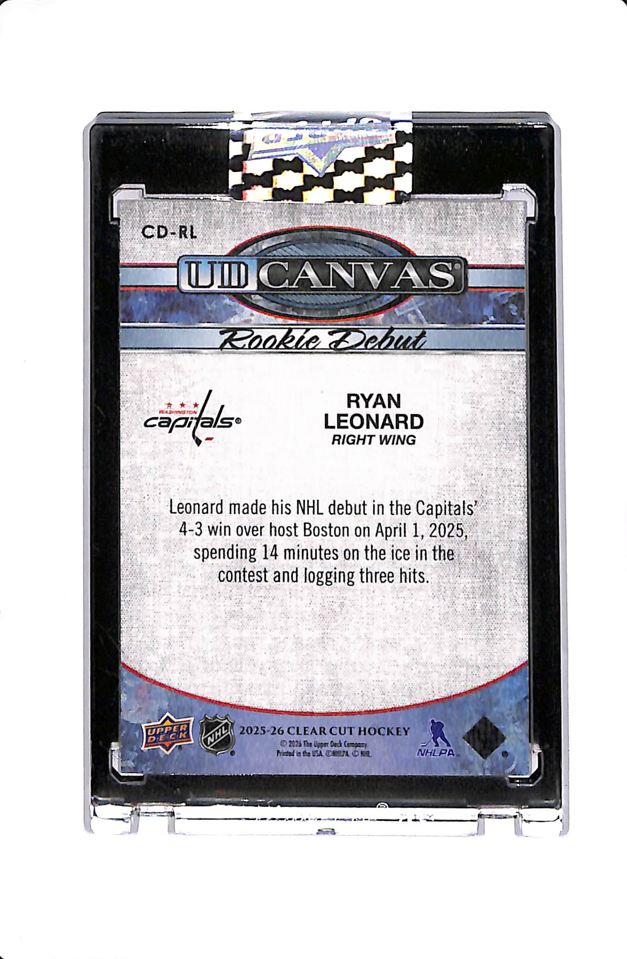 2025-26 UPPER DECK CLEAR CUT RYAN LEONARD UD CANVAS ROOKIE DEBUT #CD-RL