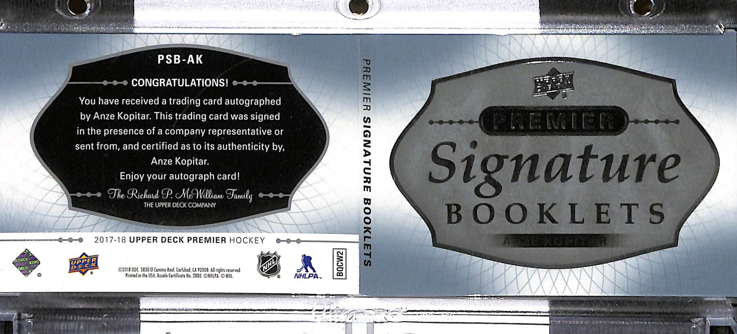 2017-18 UPPER DECK PREMIER ANZE KOPITAR SIGNATURE BOOKLETS #PSB-AK