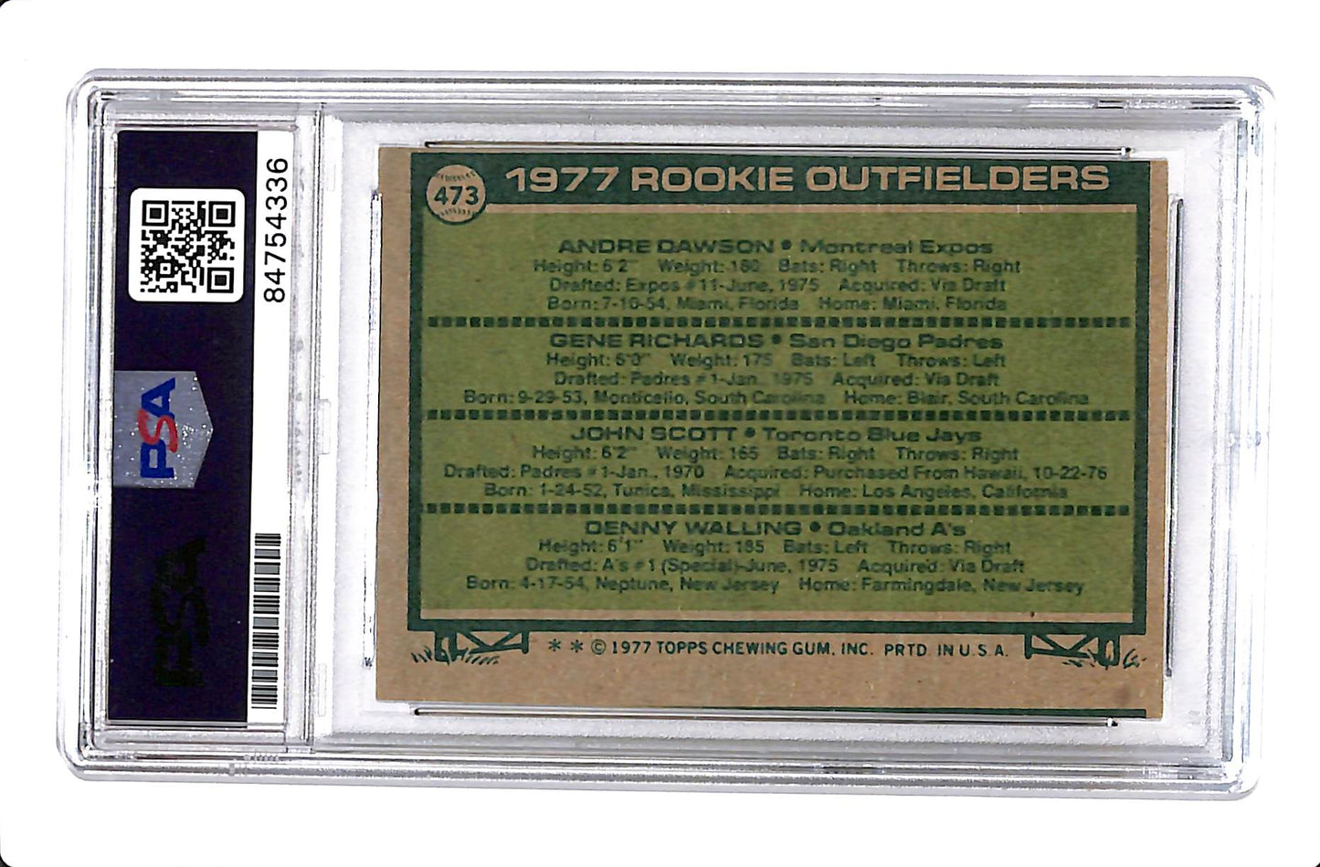 1977 TOPPS ANDREW DAWSON ROOKIES PSA DNA AUTHENTIC AUTO