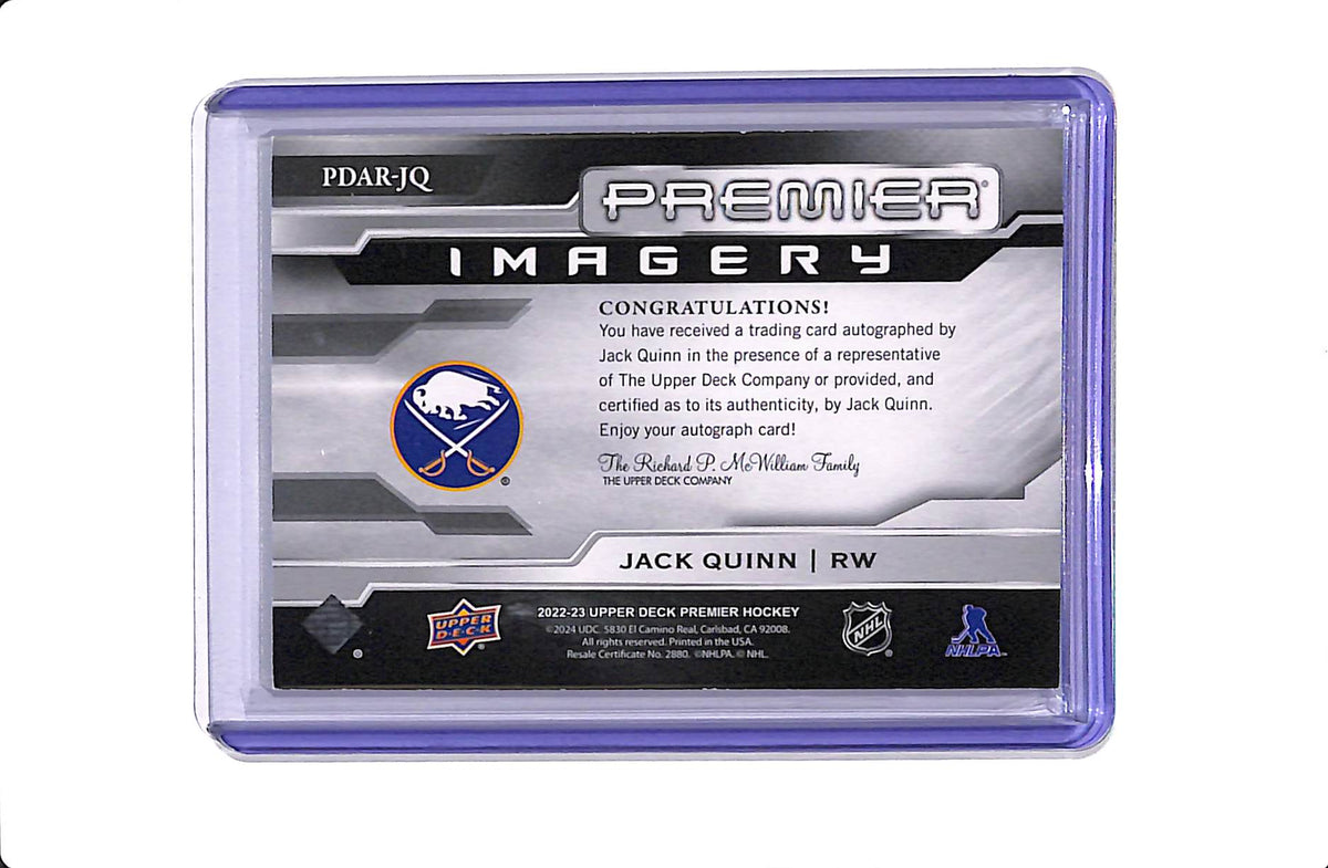 2022-23 UPPER DECK PREMIER JACK QUINN PREMIER IMAGERY AUTO /15 #PDAR-JQ
