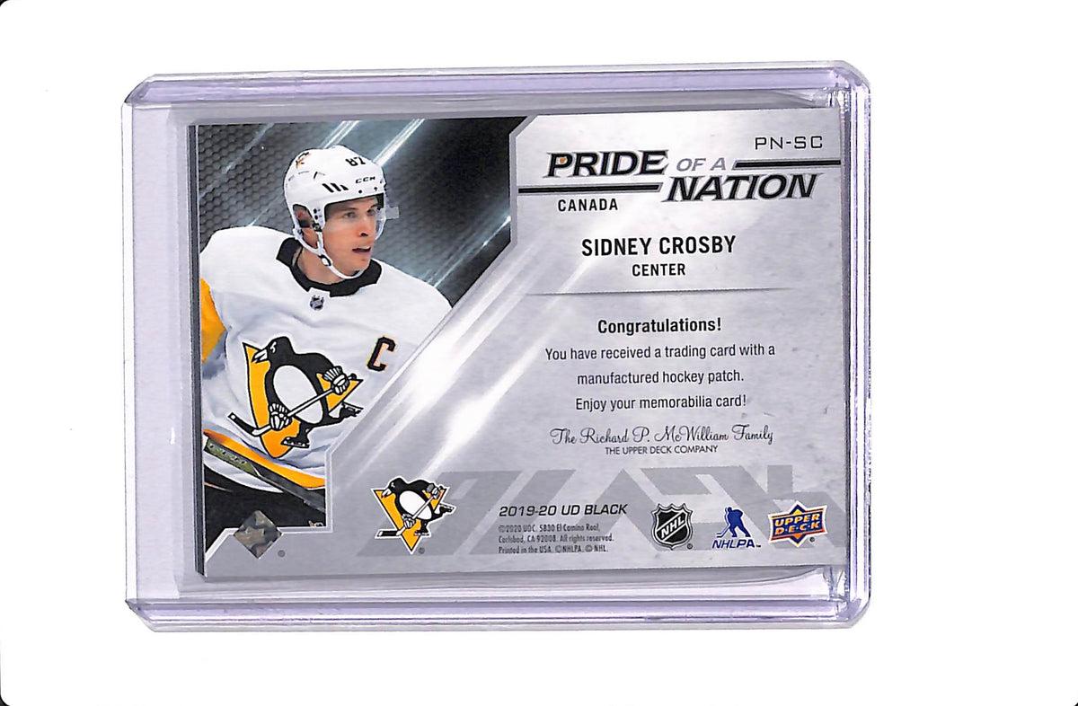 2019-20 UD BLACK SIDNEY CROSBY #PN-SC PRIDE OF A NATION /99