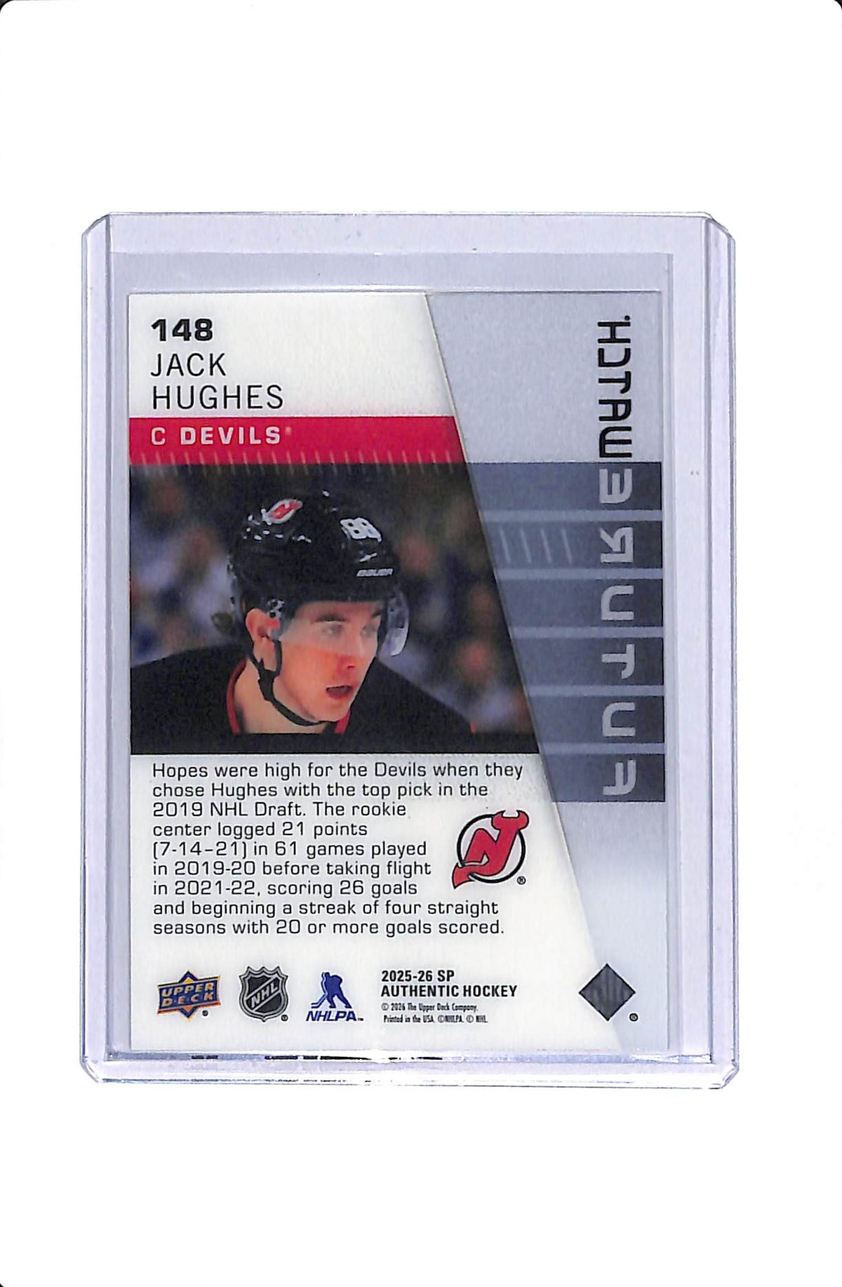 2025-26 UD SP AUTHENTIC JACK HUGHES FUTURE WATCH ACETATE SSP #148