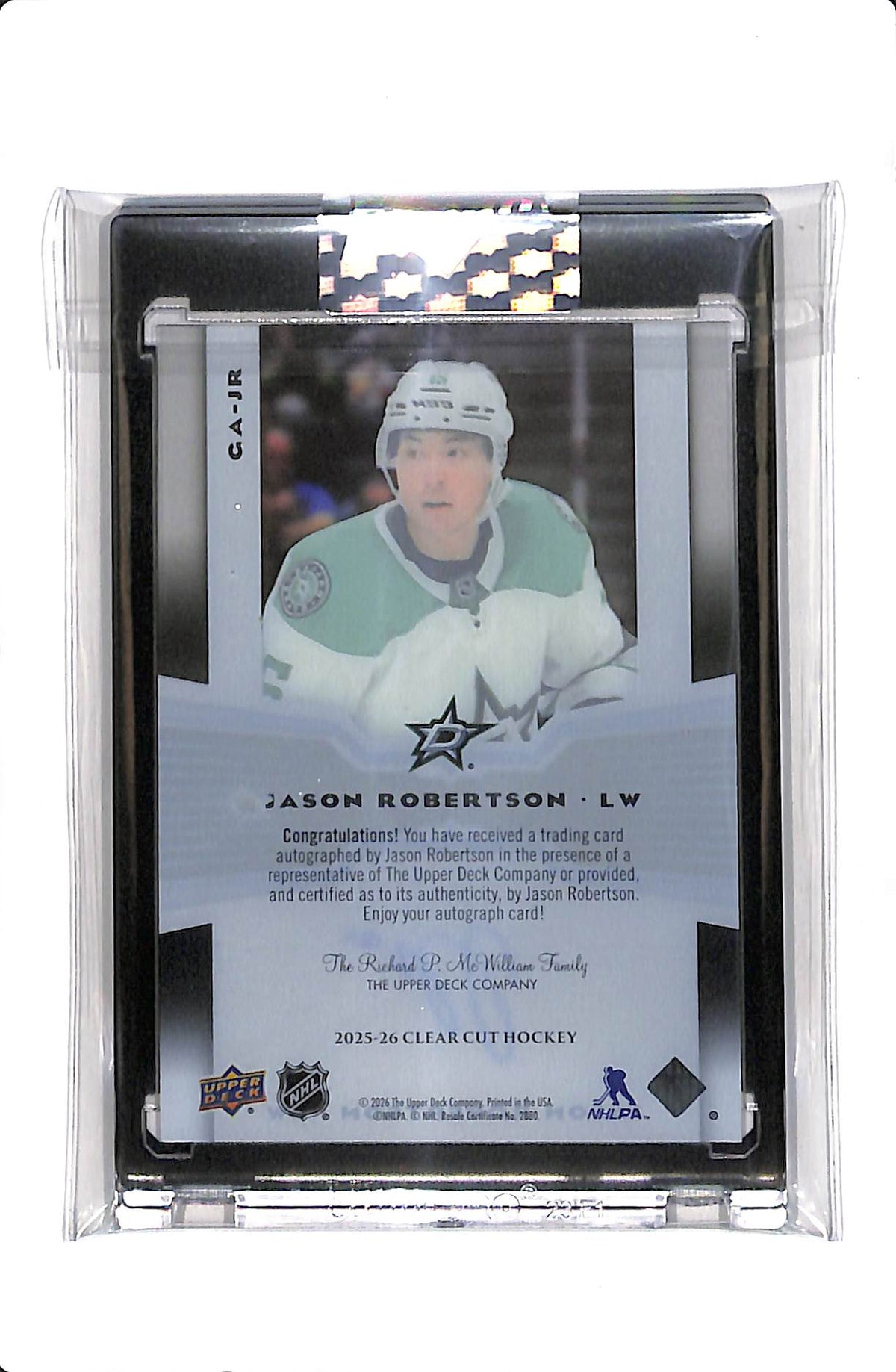 2024-25 UPPER DECK CLEAR CUT JASON ROBERTSON GEMOGRAPHY AUTO #GA-JR