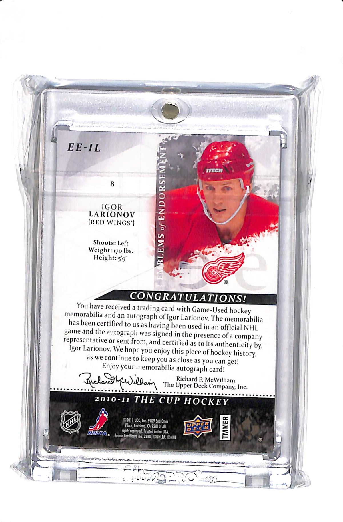 2010-11 UPPER DECK IGOR LARIONOV #EE-IL EMBLEMS OF ENDORSEMENTS /15