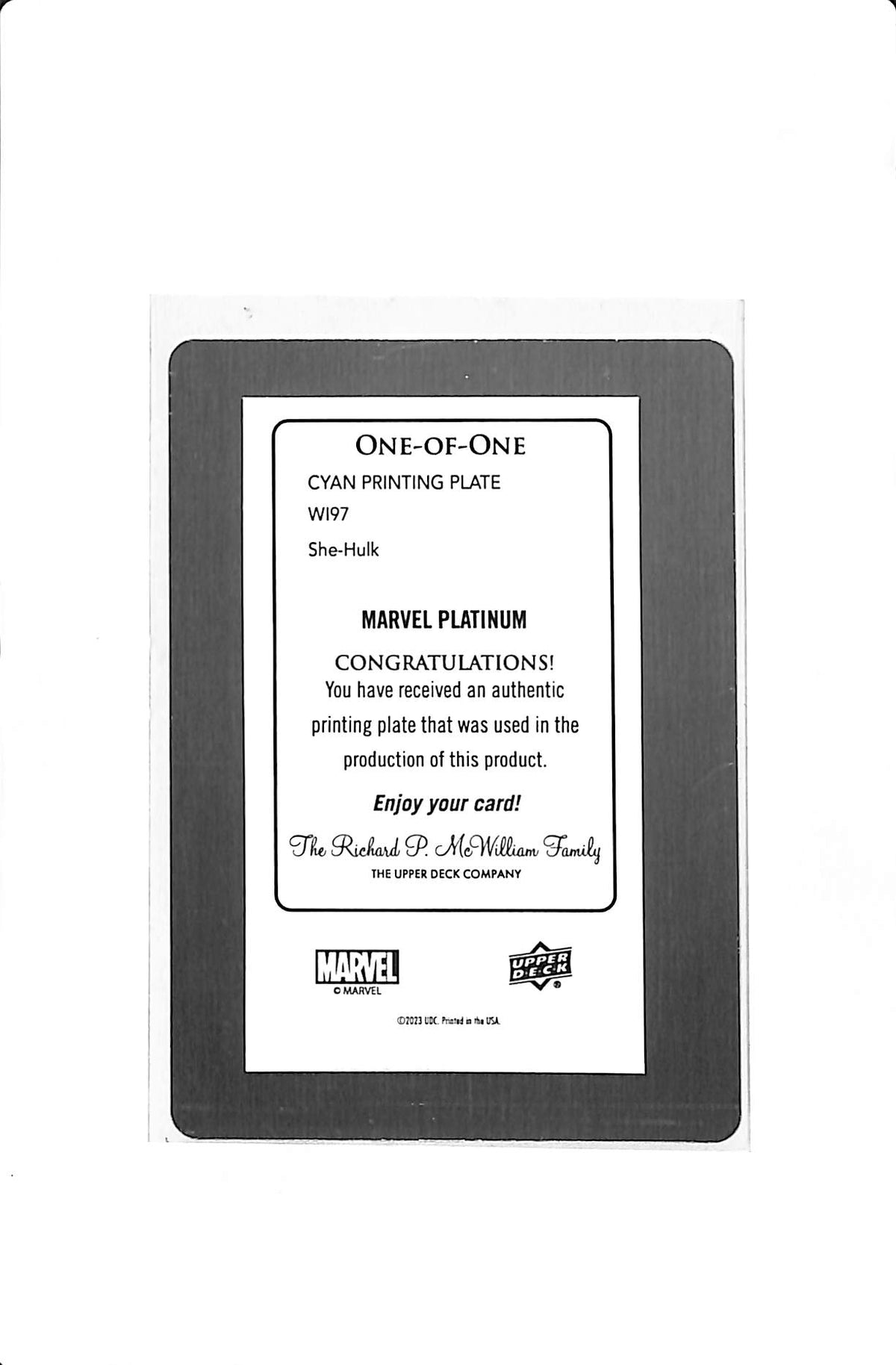 2023 MARVEL PLATINUM VARIANT CYAN PRINTING PLATE 1/1 SHE HULK #wi197