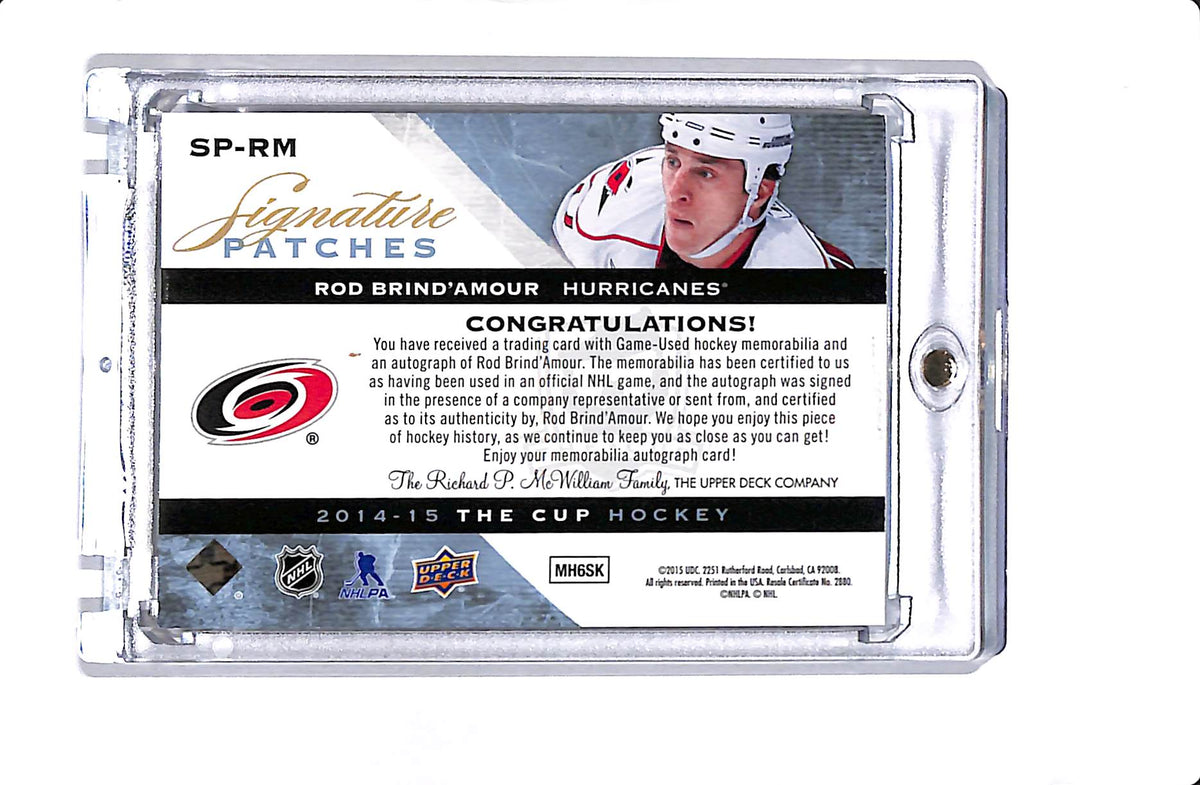 2014-15 UPPER DECK THE CUP ROB BRIND'AMOUR #SP-RM SIGNATURE PATCHES /99