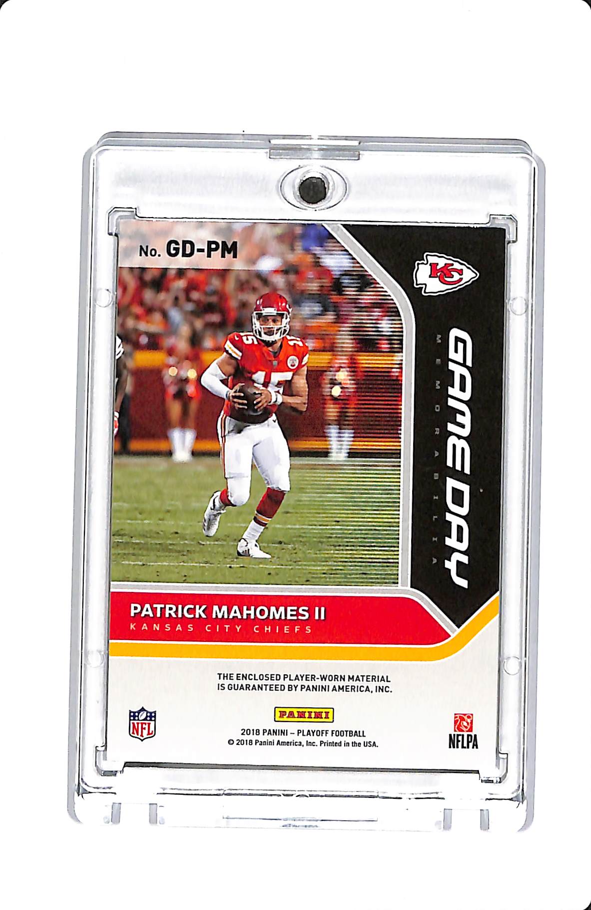 2018 PANINI PLAYOFF GAMEDAY MEMORABILIA PATRICK MAHOMES II PATCH