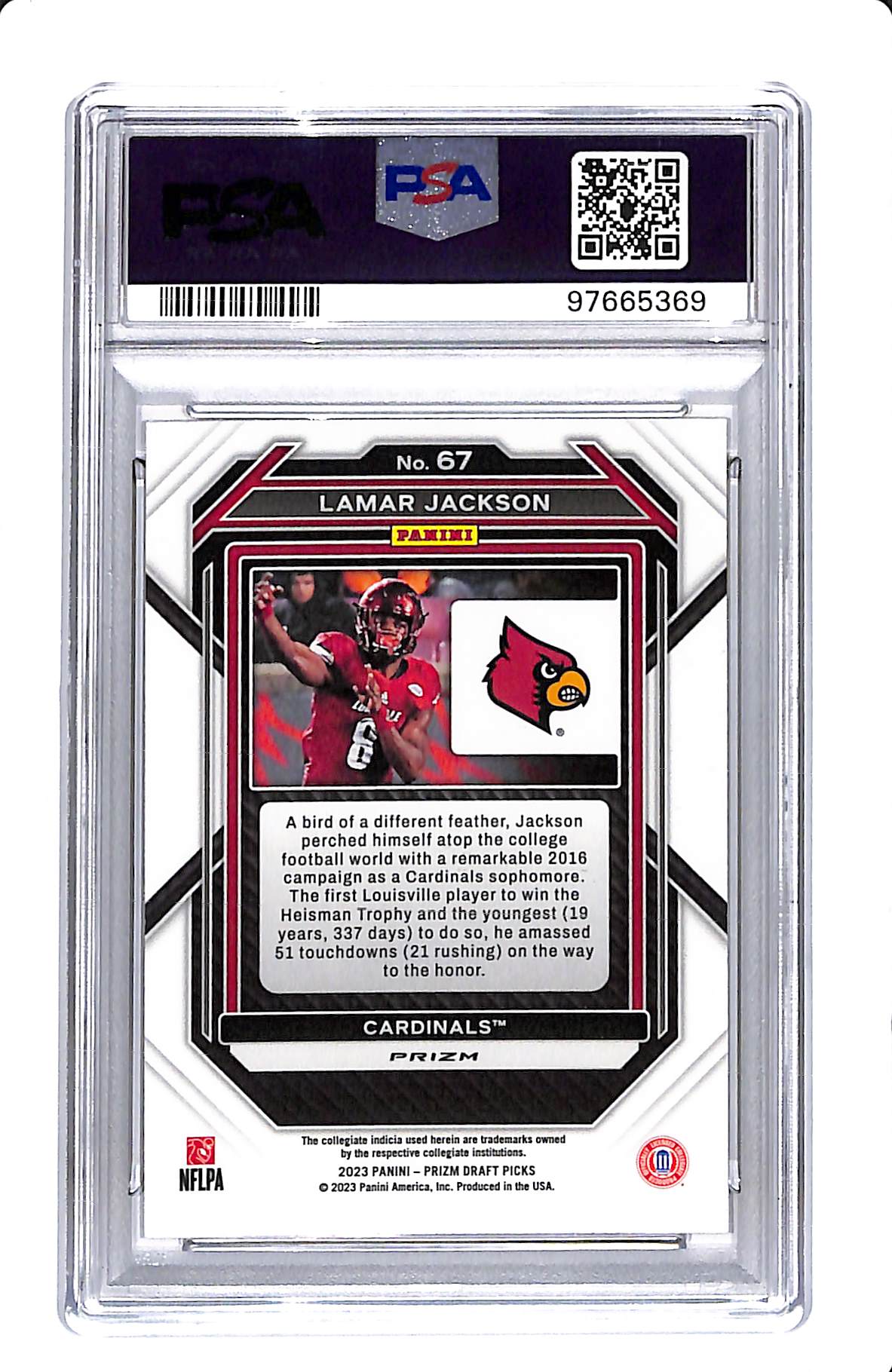 2023 PRIZM DRAFT PICKS LAMAR JACKSON GOLD ICE PSA 10