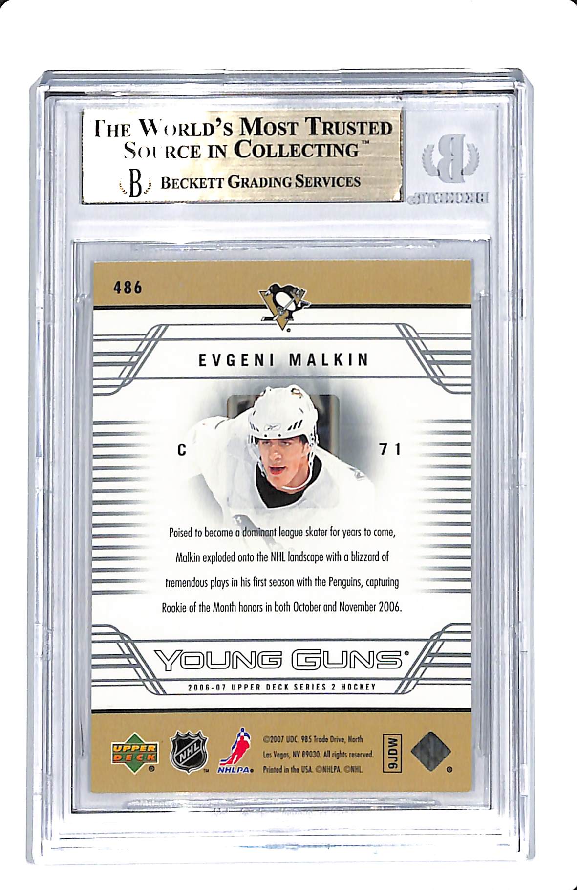 2006-07 UPPER DECK SERIES 2 YOUNG GUNS EVGENI MALKIN BGS 9.5