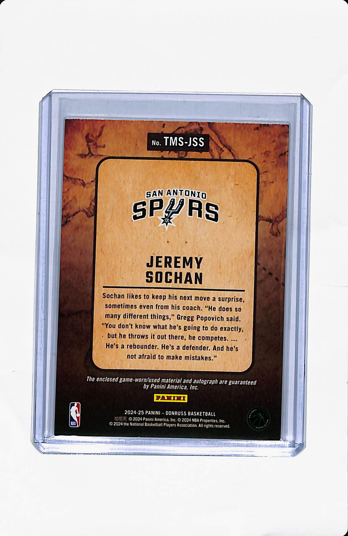 2024-25 DONRUSS JEREMY SOCHAN TREASURED MATERIALS AUTO /99