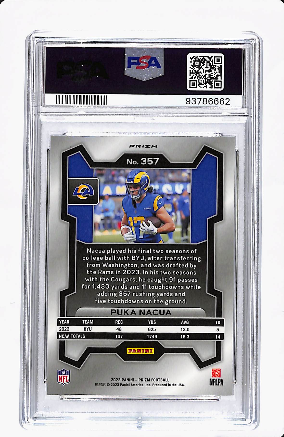 2023 PRIZM PUKA NACUA PRUPLE PULSAR ROOKIE PSA 10