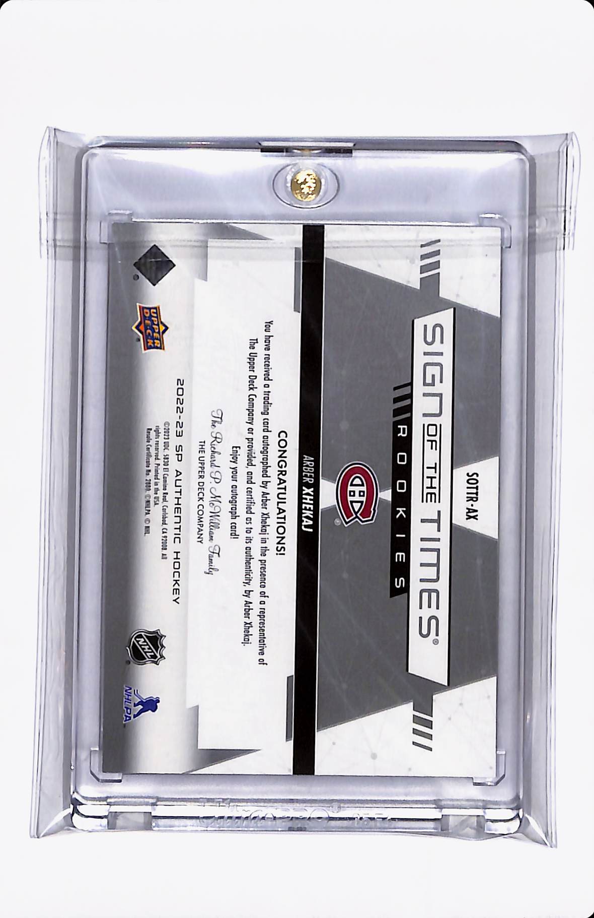 2022-23 SP AUTHENTIC ARBER XHEKAJ SIGN OF THE TIMES