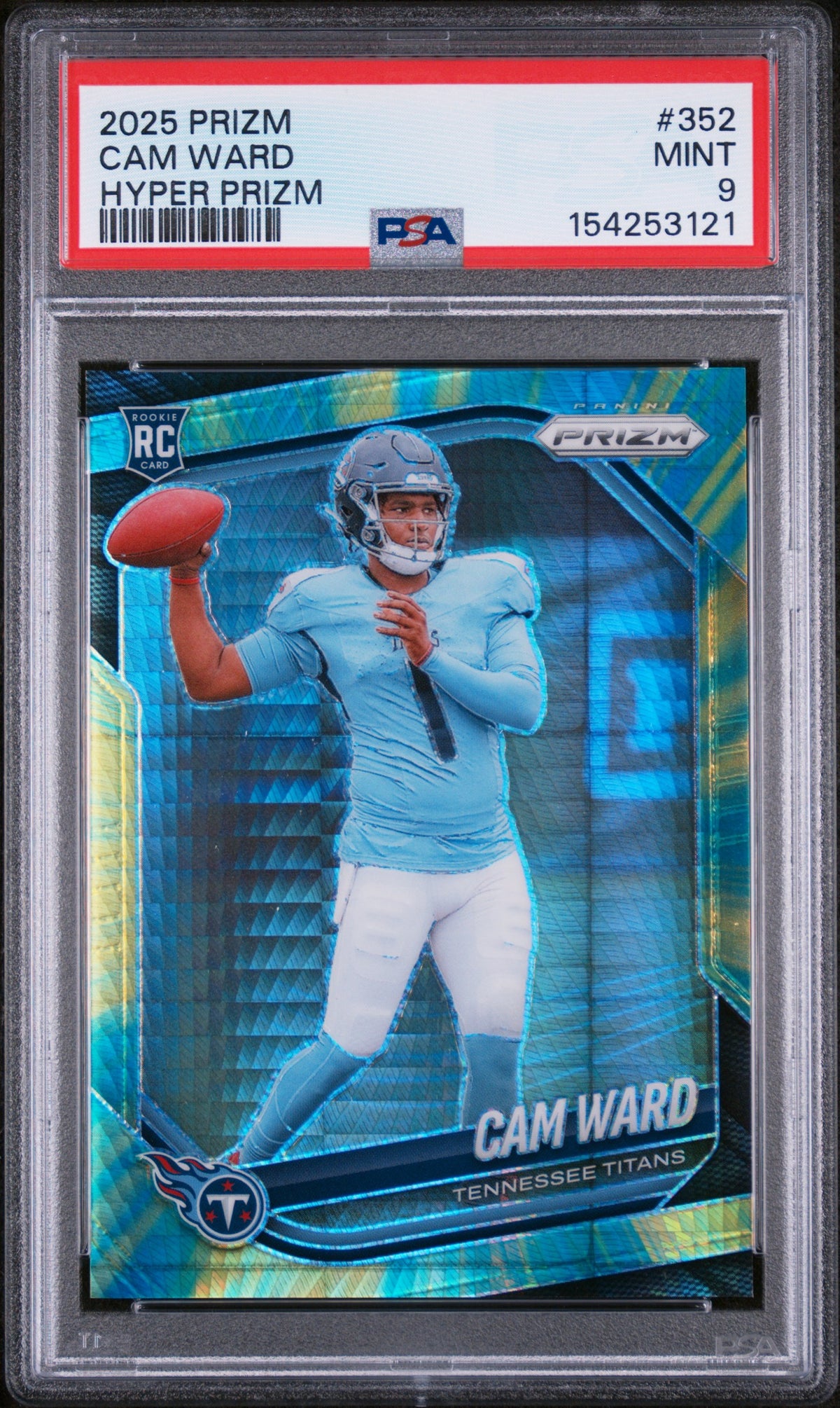 2025 PANINI PRIZM #352 CAM WARD HYPER PRIZM PSA 9