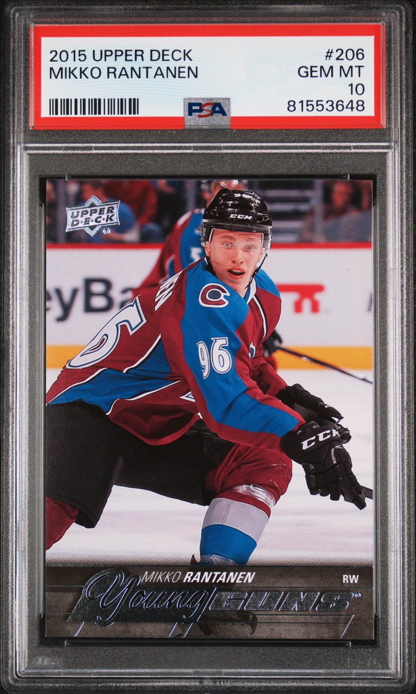 2015-16 UPPER DECK SERIES 1 MIKKO RANTANEN YOUNG GUNS PSA 10