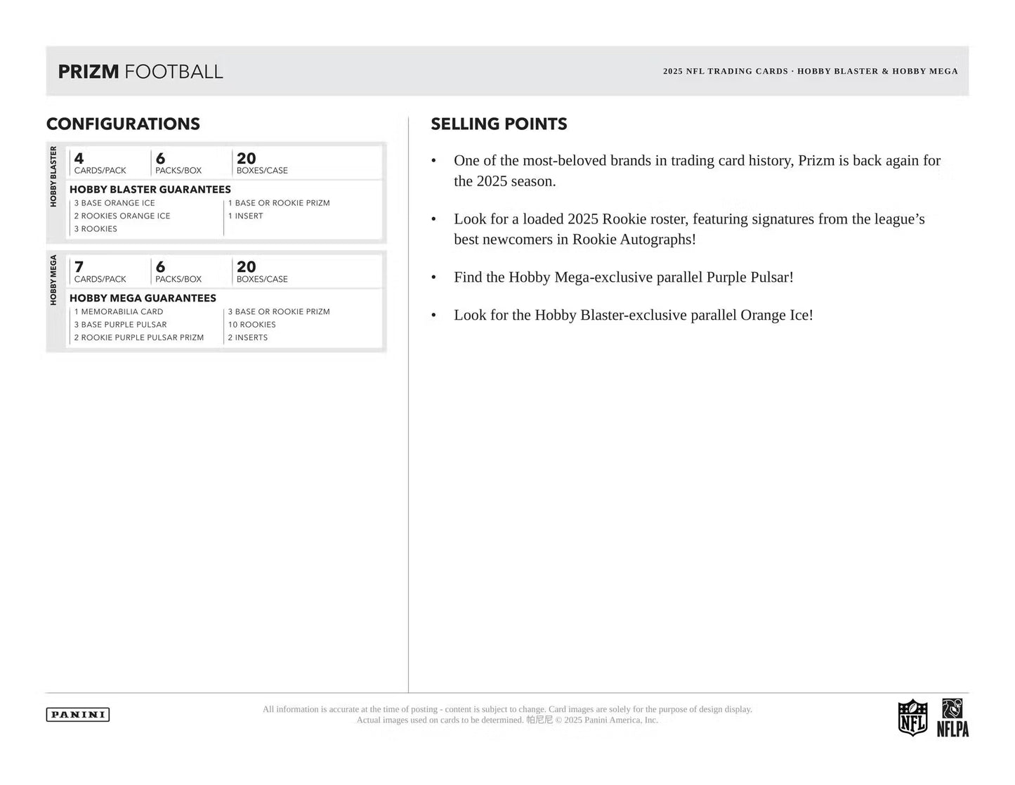 2025 Panini Prizm Football Hobby Mega Box