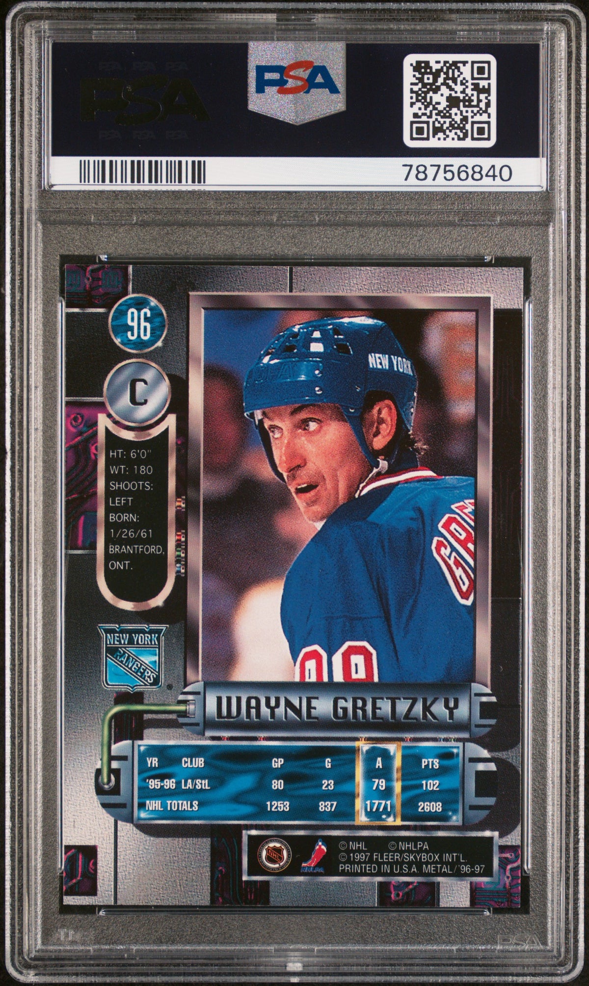1996 METAL UNIVERSE #96 WAYNE GRETZKY PSA 7