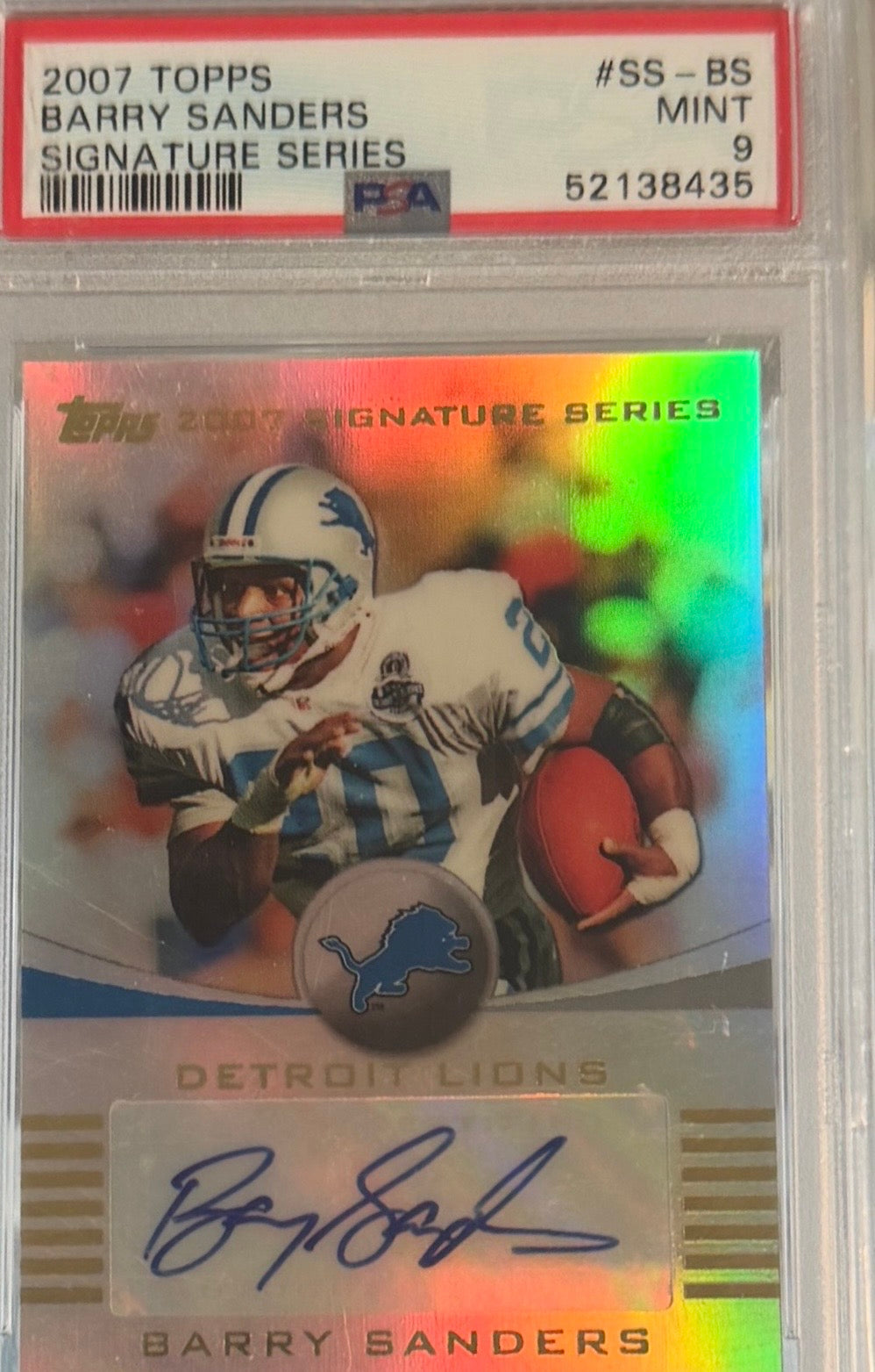 2007 TOPPS BARRY SANDERS SIGNATURE SERIES PSA 9 /50