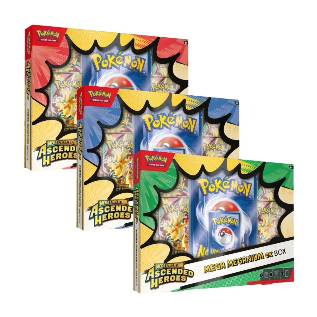 Pokémon TCG: Mega Evolution - Ascended Heroes Mega Meganium ex Mega Emboar ex Mega Feraligatr ex Boxes