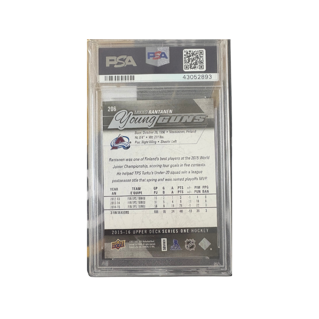 2015 UPPER DECK SERIES 1 MIKKO RANTANEN YOUNG GUNS PSA 9
