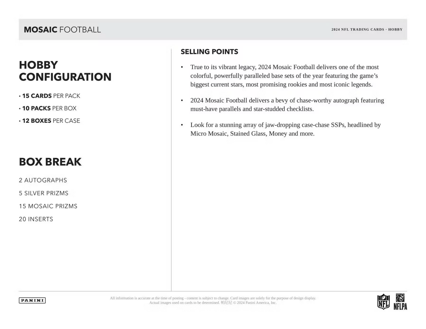 2024 Panini Mosaic Football Hobby Box