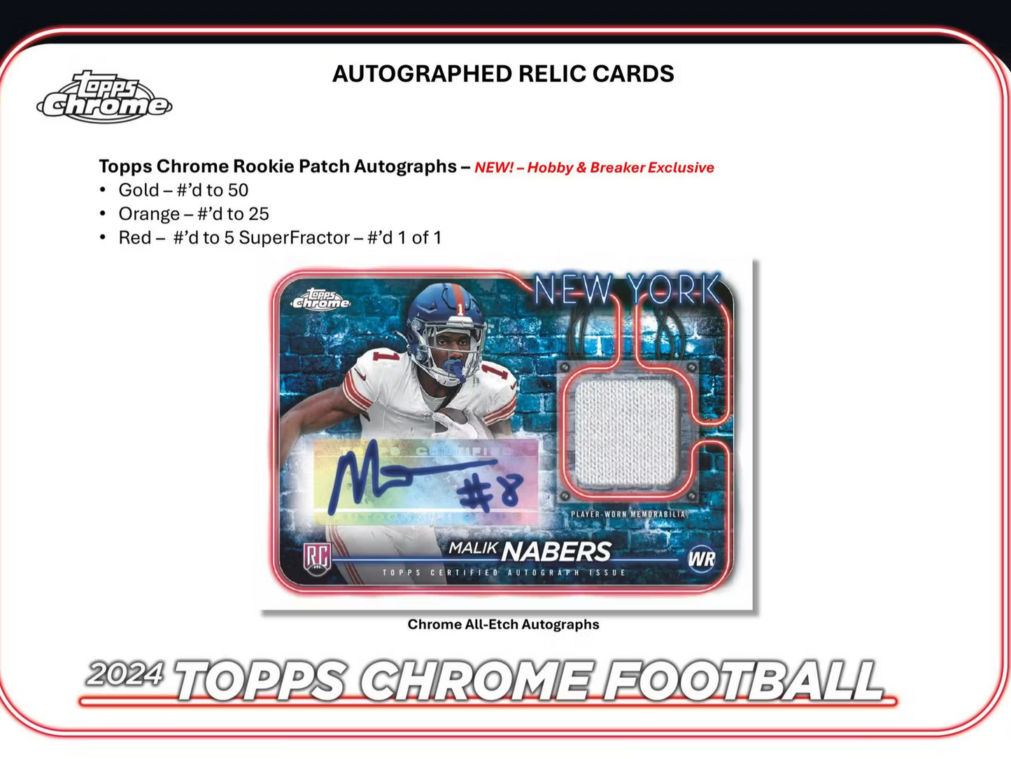 2024 Topps Chrome Football Hobby Box