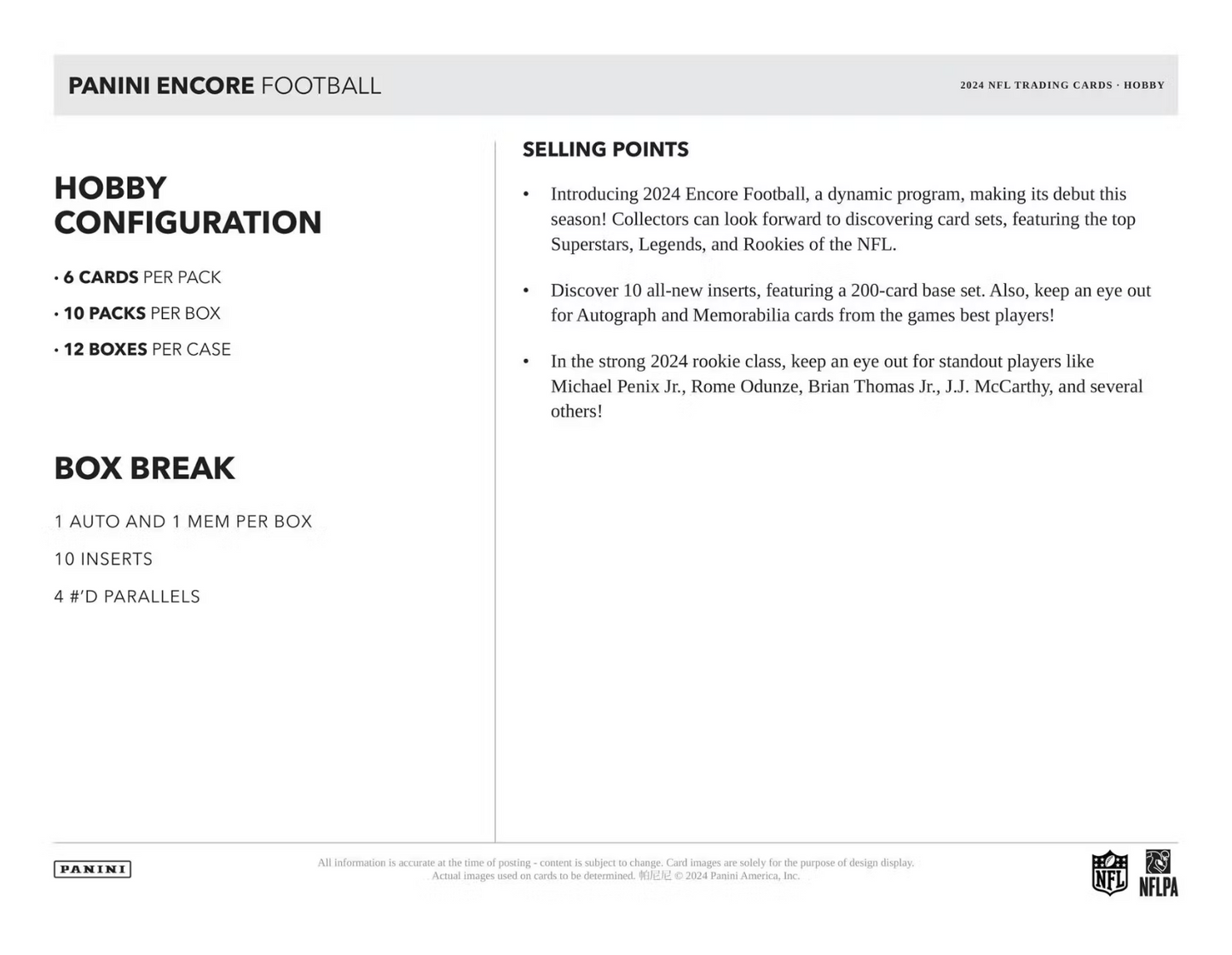 2024 Panini Encore Football Hobby Box