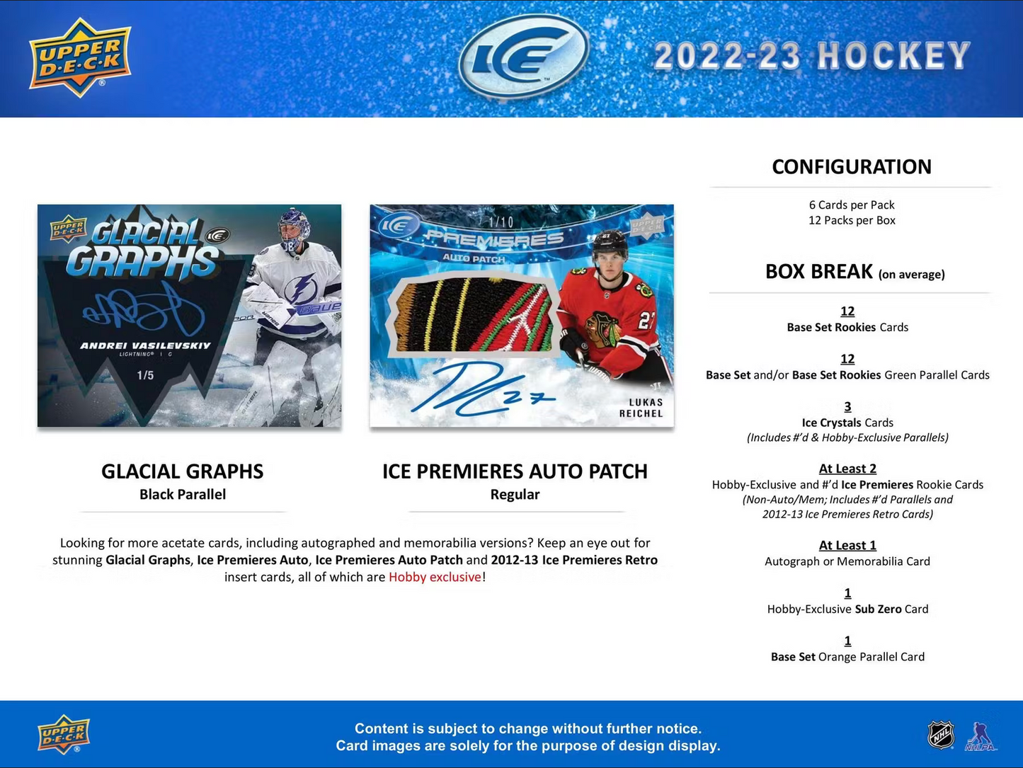 2022/23 Upper Deck Ice Hockey Hobby Box