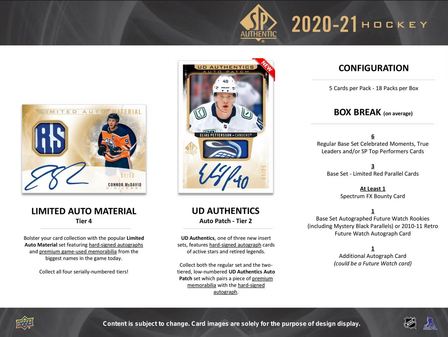 2020/21 Upper Deck SP Authentic Hockey Hobby Box