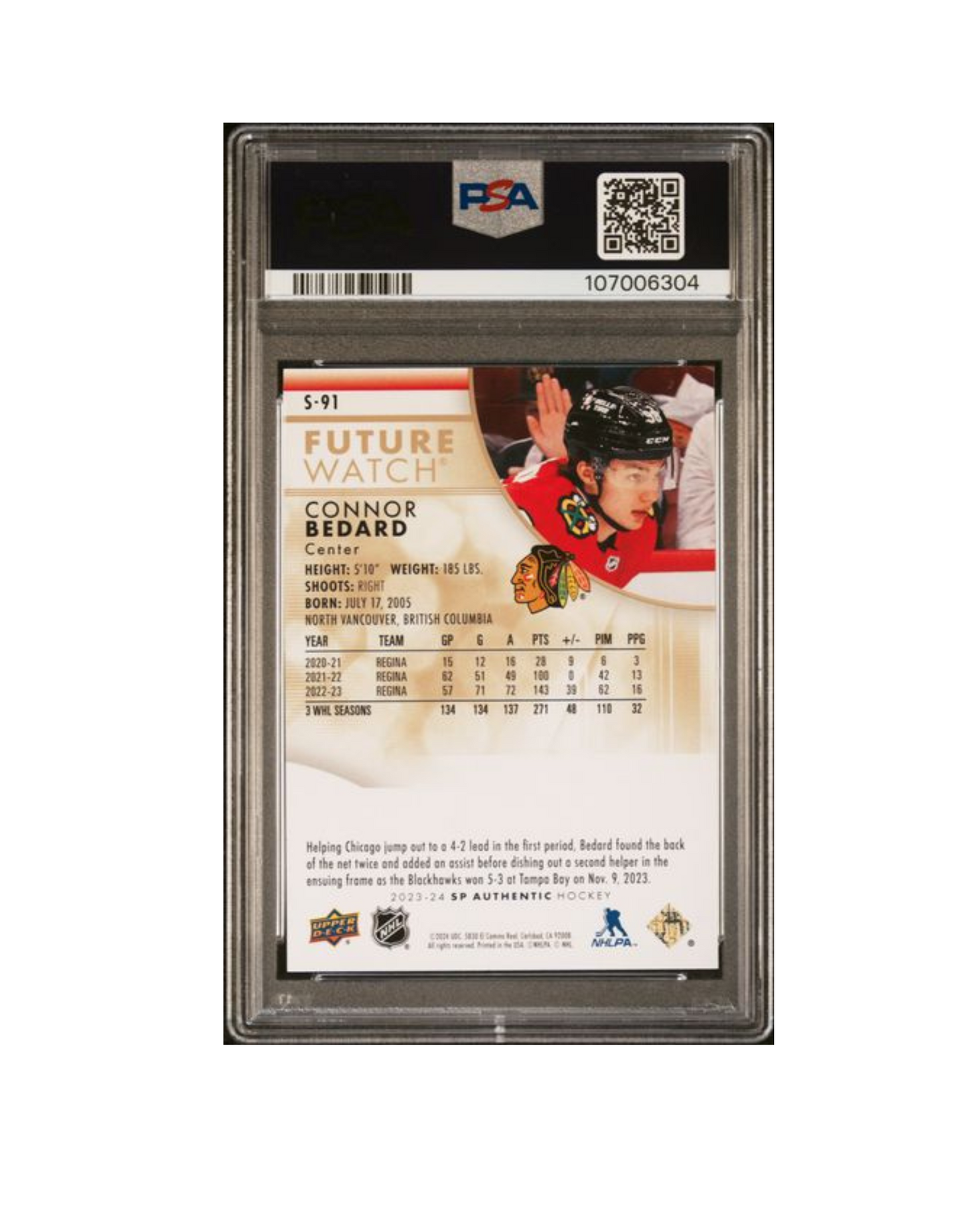 2023 SP AUTHENTIC CONNOR BEDARD SPECTRUM FX - GOLD PSA 9