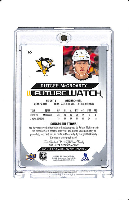 2024-25 UD SP AUTHENTIC RUTGER MCGROARTY FUTURE WATCH AUTO 560/999