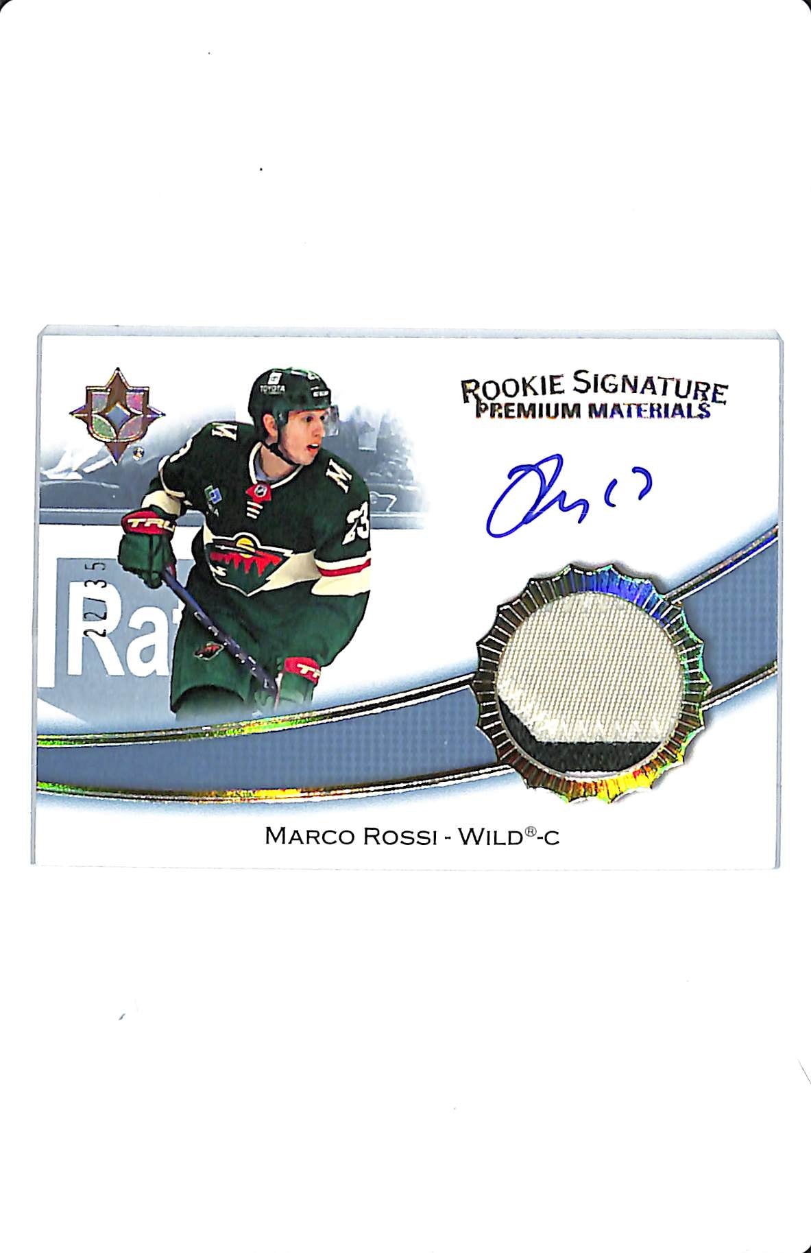 2022-23 UD ULTIMATE MARCO ROSSI ROOKIE SIGNATURE PREMIUM MATERIALS /35 RSP-MR