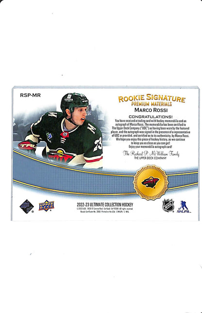 2022-23 UD ULTIMATE MARCO ROSSI ROOKIE SIGNATURE PREMIUM MATERIALS /35 RSP-MR