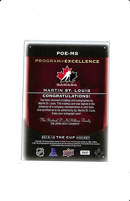 2015-16 UD THE CUP MARTIN ST. LOUIS PROGRAM OF EXCELLENCE AUTO 10/10 POE-MS