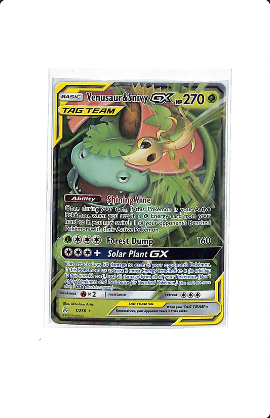 VENUSAUR & SNIVY GX COSMIC ECLIPSE ULTRA RARE 1/236