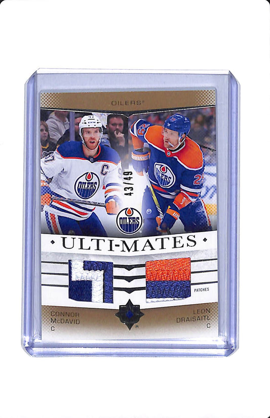 2024-25 UD ULTIMATE COLLECTION ULTIMATES MCDAVID/DRAISAITL 43/49 DUAL PATCH