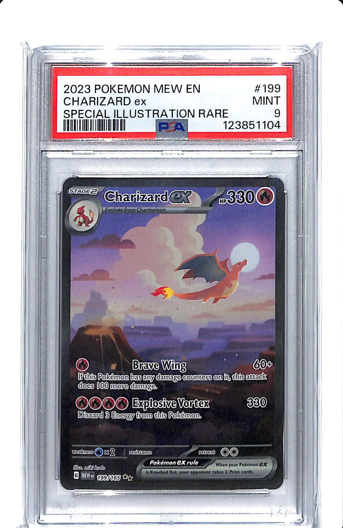 2023 POKEMON MEW EN CHARIZARD EX SPECIAL ILLUSTRATION RARE 199/165 PSA 9