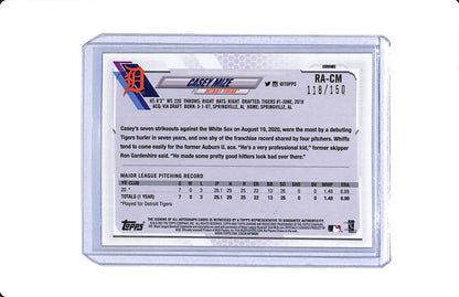 2021 TOPPS CHROME BLUE WAVE RC AUTO CASEY MIZE 118/150