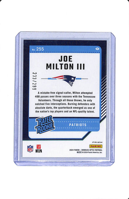 2024 PANINI DONRUSS OPTIC BLUE RATED ROOKIE JOE MILTON III 233/299