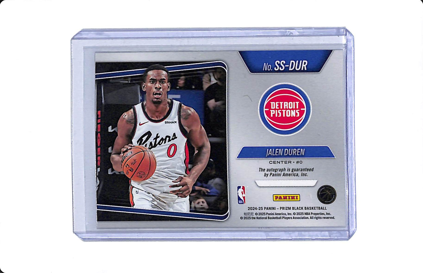 2024-25 PANINI PRIZM BLACK JALEN DUREN SENSATIONAL SIGNATURES AUTO