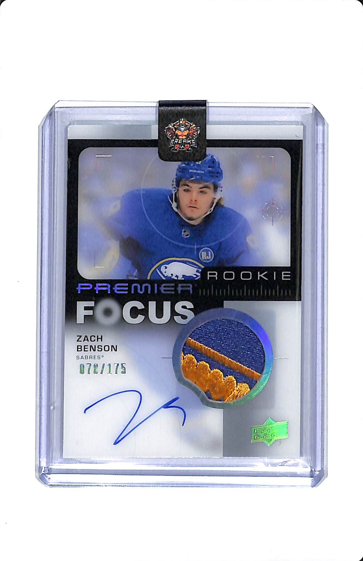 2023-24 UD PREMIER PREMIER FOCUS ZACH BENSON ROOKIE PATCH AUTO 078/175